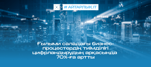 Ғылыми саладағы бизнес-процестердің тиімділігі цифрландырудың арқасында 70%-ға артты